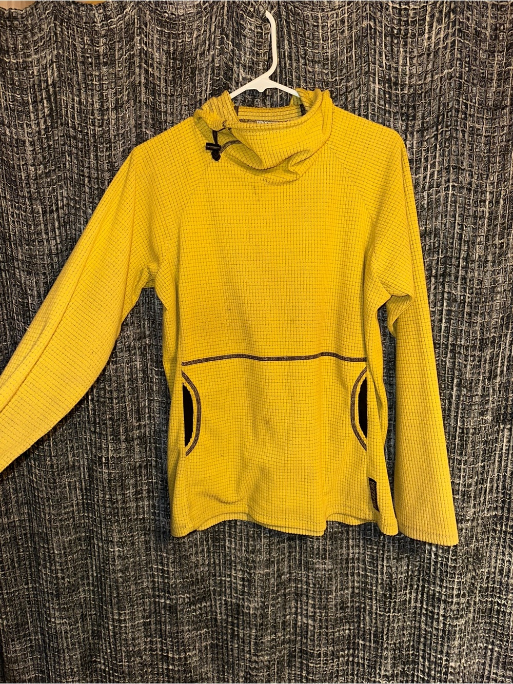 MELANZANA Yellow Waffle-Knit Funnel Neck Women's Sweater